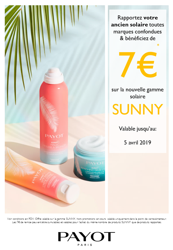 Promo solaire Payot - SUNNY